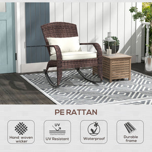 English Elm Outsunny Outdoor Wicker Adirondack Rocking Chair With Cushions - Stylish And Durable For Relaxation W2225P174010-GIGA