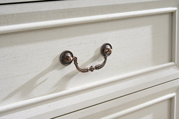 English Elm 8 Drawer Farmhouse Chest Distressed Two-tone Wood Grain Finish Antique Hardware W2393P252368