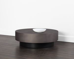 Sunpan Bernaby Coffee Table - Contemporary Round Design with Hand-Painted Metal Top and Unique Craftsmanship Gunmetal