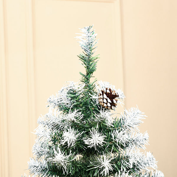 English Elm Homcom 6Ft Snow-Dusted Full Fir Christmas Tree With 800 Lifelike Tips & 61 Pine Cones For Holiday Charm W2225P229779