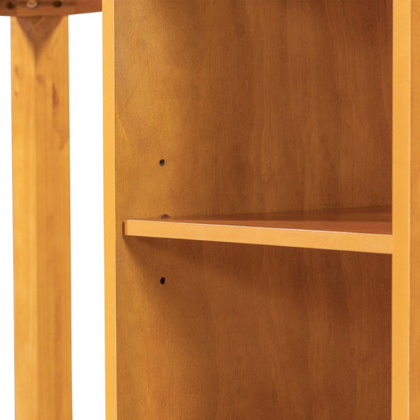 English Elm Topmax 5-Piece Farmhouse Counter Height Dining Table Set With Storage & Upholstered Chairs In Brown N717S000141N-GIGA