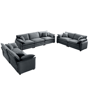 English Elm Modern 3-Piece Sofa Set With Ergonomic Design, Soft Grey Corduroy Upholstery & Flexible Seating Options W714S00754