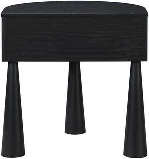 Meridian Furniture Oasis Demi-lune Acacia Nightstand with Drawer Mid-century Sculptural Bedside Accent Table Black 809Black-NS