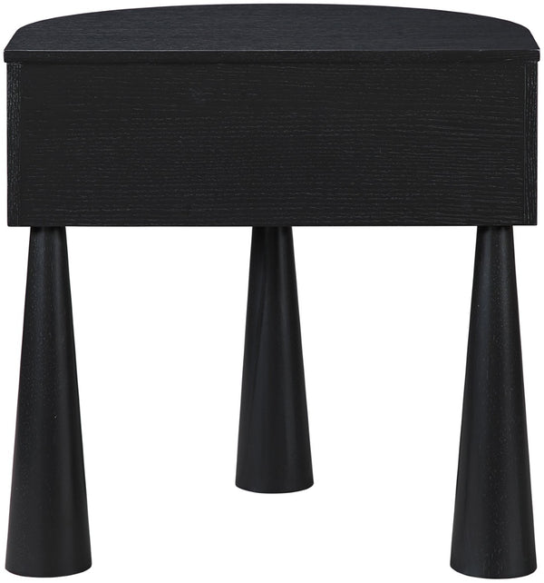 Meridian Furniture Oasis Demi-lune Acacia Nightstand with Drawer Mid-century Sculptural Bedside Accent Table Black 809Black-NS