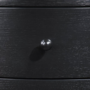 Meridian Furniture Oasis Demi-lune Acacia Nightstand with Drawer Mid-century Sculptural Bedside Accent Table Black 809Black-NS