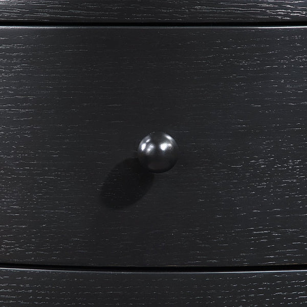Meridian Furniture Oasis Demi-lune Acacia Nightstand with Drawer Mid-century Sculptural Bedside Accent Table Black 809Black-NS