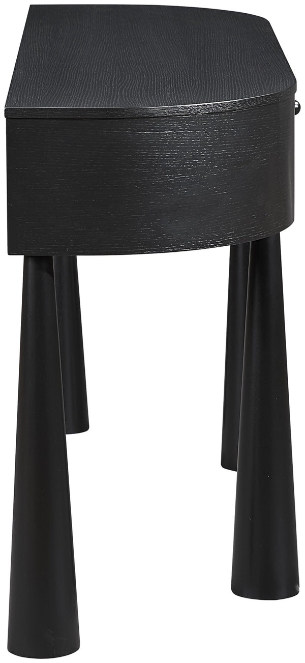 Meridian Furniture Oasis Demi-lune Console Table Mid-century Modern Entryway Storage with Tapered Legs and Drawer Black 809Black-T