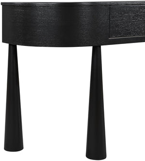 Meridian Furniture Oasis Demi-lune Console Table Mid-century Modern Entryway Storage with Tapered Legs and Drawer Black 809Black-T