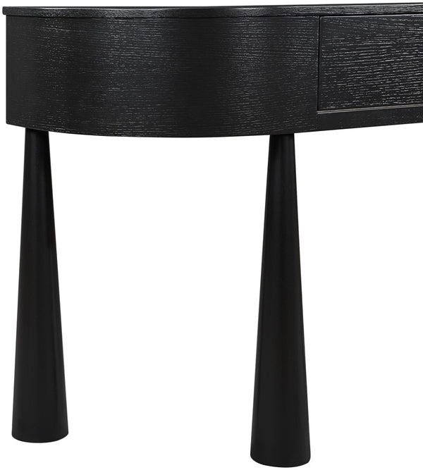 Meridian Furniture Oasis Demi-lune Console Table Mid-century Modern Entryway Storage with Tapered Legs and Drawer Black 809Black-T