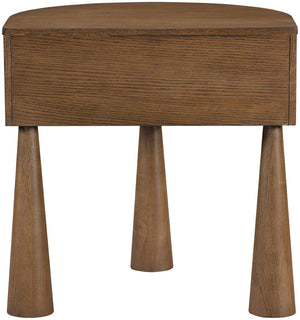 Meridian Furniture Oasis Demi-lune Acacia Nightstand with Drawer Mid-century Sculptural Bedside Accent Table Brown 809Brown-NS
