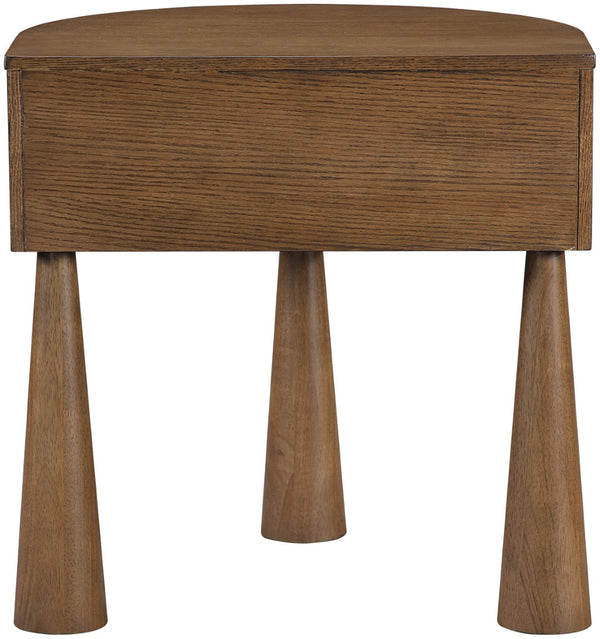 Meridian Furniture Oasis Demi-lune Acacia Nightstand with Drawer Mid-century Sculptural Bedside Accent Table Brown 809Brown-NS