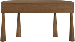 Meridian Furniture Oasis Demi-lune Console Table Mid-century Modern Entryway Storage with Tapered Legs and Drawer Brown 809Brown-T