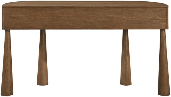 Meridian Furniture Oasis Demi-lune Console Table Mid-century Modern Entryway Storage with Tapered Legs and Drawer Brown 809Brown-T