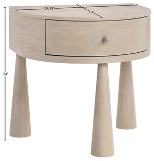 Meridian Furniture Oasis Demi-lune Acacia Nightstand with Drawer Mid-century Sculptural Bedside Accent Table Natural 809Oak-NS