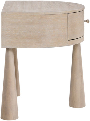 Meridian Furniture Oasis Demi-lune Acacia Nightstand with Drawer Mid-century Sculptural Bedside Accent Table Natural 809Oak-NS