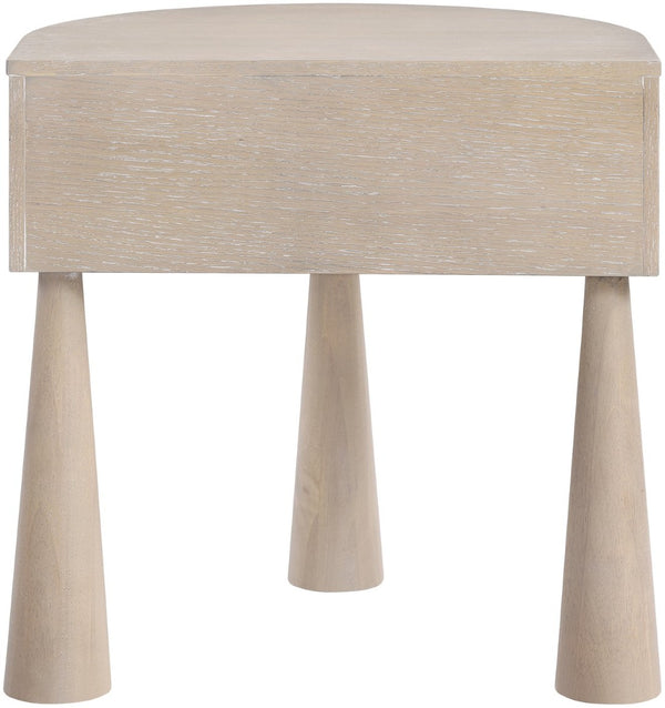 Meridian Furniture Oasis Demi-lune Acacia Nightstand with Drawer Mid-century Sculptural Bedside Accent Table Natural 809Oak-NS