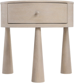Meridian Furniture Oasis Demi-lune Acacia Nightstand with Drawer Mid-century Sculptural Bedside Accent Table Natural 809Oak-NS