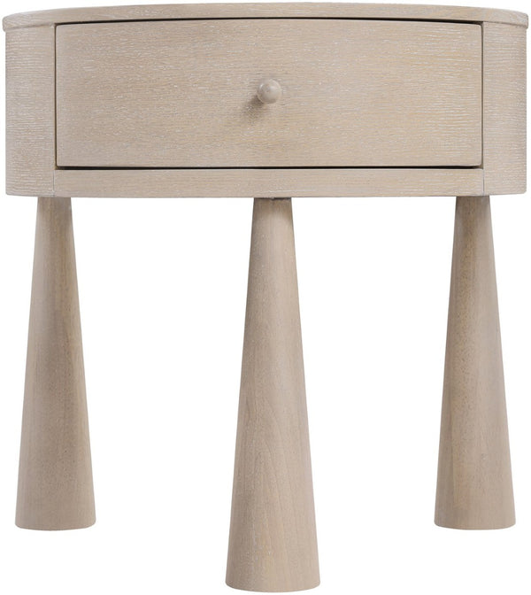 Meridian Furniture Oasis Demi-lune Acacia Nightstand with Drawer Mid-century Sculptural Bedside Accent Table Natural 809Oak-NS