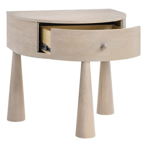 Meridian Furniture Oasis Demi-lune Acacia Nightstand with Drawer Mid-century Sculptural Bedside Accent Table Natural 809Oak-NS