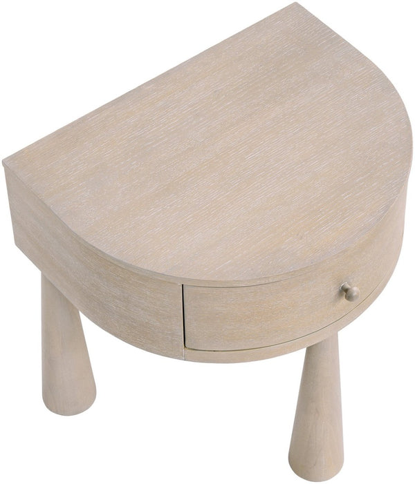 Meridian Furniture Oasis Demi-lune Acacia Nightstand with Drawer Mid-century Sculptural Bedside Accent Table Natural 809Oak-NS