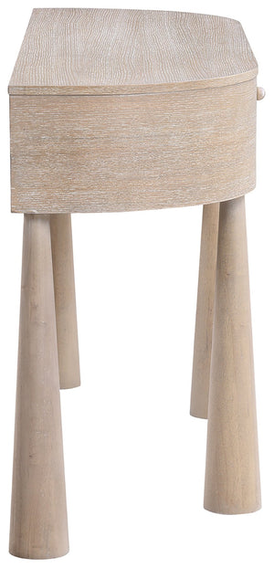 Meridian Furniture Oasis Demi-lune Console Table Mid-century Modern Entryway Storage with Tapered Legs and Drawer Natural 809Oak-T