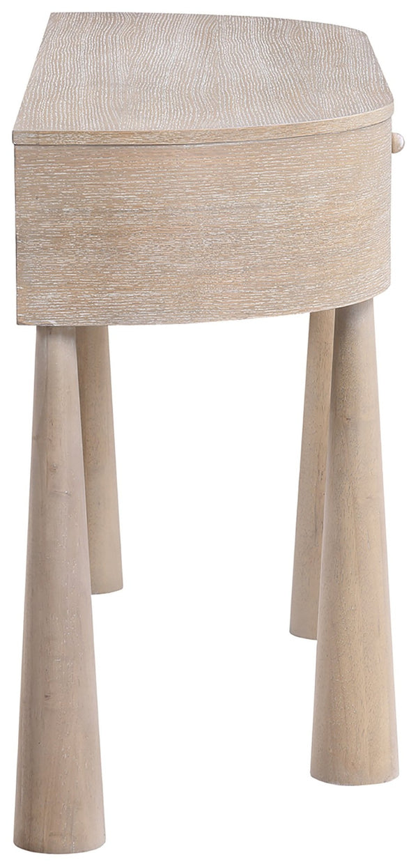Meridian Furniture Oasis Demi-lune Console Table Mid-century Modern Entryway Storage with Tapered Legs and Drawer Natural 809Oak-T