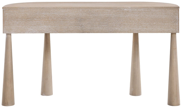 Meridian Furniture Oasis Demi-lune Console Table Mid-century Modern Entryway Storage with Tapered Legs and Drawer Natural 809Oak-T