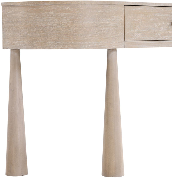 Meridian Furniture Oasis Demi-lune Console Table Mid-century Modern Entryway Storage with Tapered Legs and Drawer Natural 809Oak-T