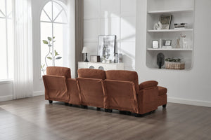 English Elm United Corduroy L-Shaped 4-Seater Sofa With Usb, Cup Holders & Storage Ottoman - Perfect For Apartments! W1568S00225-GIGA