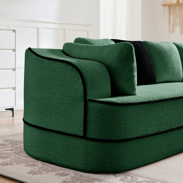 English Elm 106" Teddy Fabric Sofa - Luxurious No Assembly L-Shaped Couch With Chaise For Cozy Living Rooms, Green W714S01421