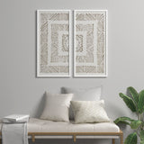 Madison Park Tala Global Inspired Framed Geometric Rice Paper Panel 2-piece Shadowbox Wall Decor Set MP95G-0260 Off-White