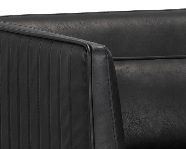 Sunpan Batavia Armchair - Bold Design with Channel Tufting, Sleek Piping, and a Stylish Bronze Base Vintage Black
