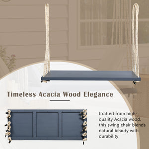 English Elm TOPMAX Acacia Wood Patio Swing Chair with Cushion & Pillows, 63" Comfortable Seat, 400lb Capacity Gray N717P210136E