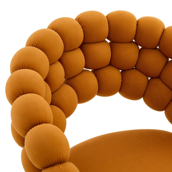 English Elm Set of 2 Sculptural Bubble Backrest Velvet Dining Chairs with Matte Black Legs Gold,Orange W3875P370930