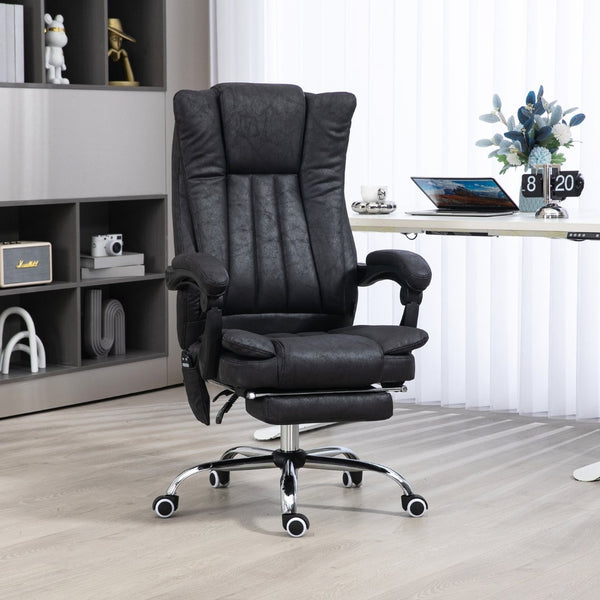 English Elm Vinsetto Microfiber Office Chair With Massage & Heat - Adjustable Height, Footrest & Ergonomic Support W2225P217521-GIGA
