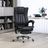 English Elm Vinsetto Microfiber Office Chair, High Back Computer Chair With 6 Point Massage, Heat, Adjustable Height and Retractable Footrest, Black