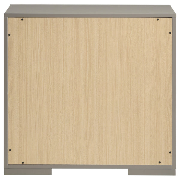 English Elm Pierce Grey High Gloss Nightstand with 2 Smooth Drawers, Felt-Lined Top, Modern Mirrored Finish B062P378424