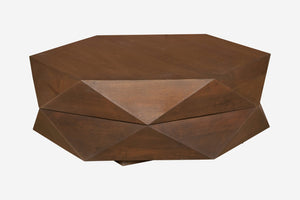 English Elm Diamond Faceted Solid Mango Wood Lift Top Coffee Table with Velvet Lined Storage B024P405169