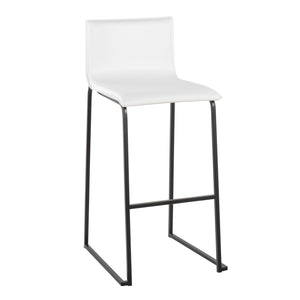 English Elm Mara Contemporary Barstool Set Of 2 In Black Steel & White Faux Leather - Stylish & Durable Seating B202P222236