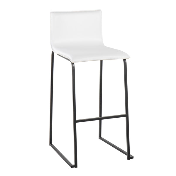 English Elm Mara Contemporary Barstool Set Of 2 In Black Steel & White Faux Leather - Stylish & Durable Seating B202P222236