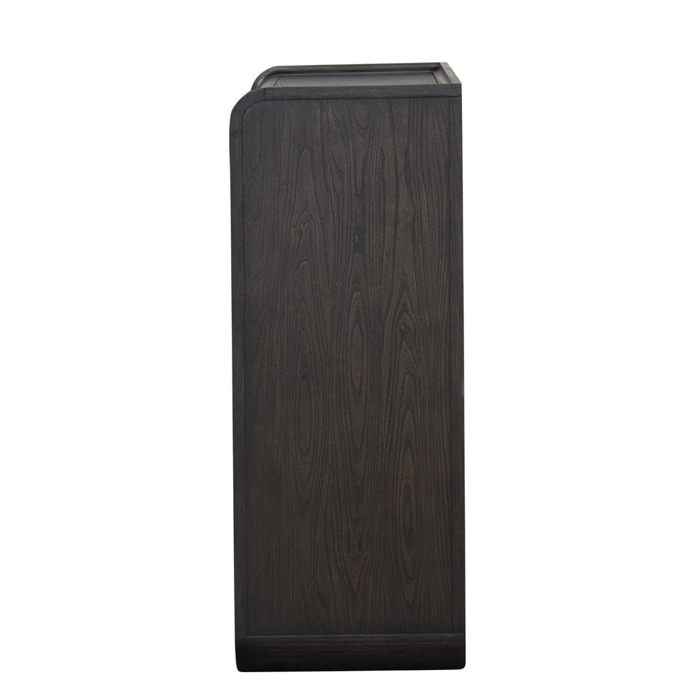 English Elm Modern Sleek 5-Drawer Chest with Gold Square Pulls and Metal Bracket Legs for Luxe Bedroom Storage Black 43 L x 22 W x 55 H B2741P370878