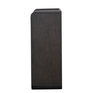 English Elm Modern Sleek 5-Drawer Chest with Gold Square Pulls and Metal Bracket Legs for Luxe Bedroom Storage Black 43 L x 22 W x 55 H B2741P370878