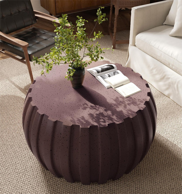 English Elm 35.43" Square Mgo Cement Coffee Table Weatherproof Indoor Outdoor Low Profile Modern Brown W757P387434