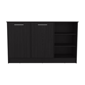 English Elm Ginger Kitchen Island with 26" x 59" Prep Top, Three Open Shelves & Two Cabinets for Hidden Storage B200S00413