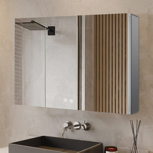 English Elm Corsica Triple Door Led Medicine Cabinet with Defogger Aluminum Frame Bathroom Mirror B2731P477803