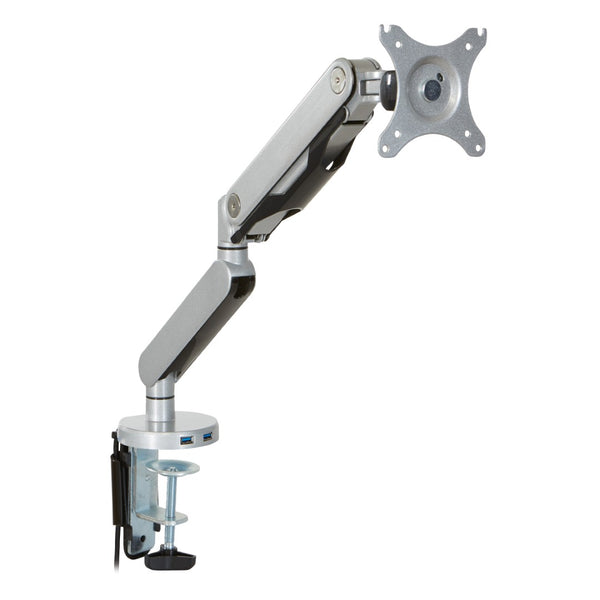 OSP Home Furnishings Single Monitor Arm with Gas Lift and Full Articulation for Ergonomic Desk Setup Silver A2MAS1730-SV