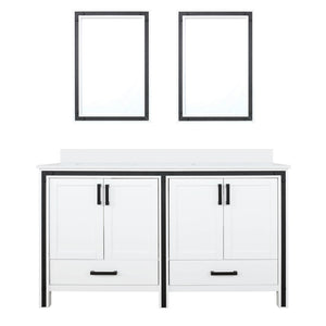 English Elm White Double Bath Vanity With Cultured Marble Top, Mirrors & Ample Storage For Elegant Bathrooms B2731S00922-GIGA