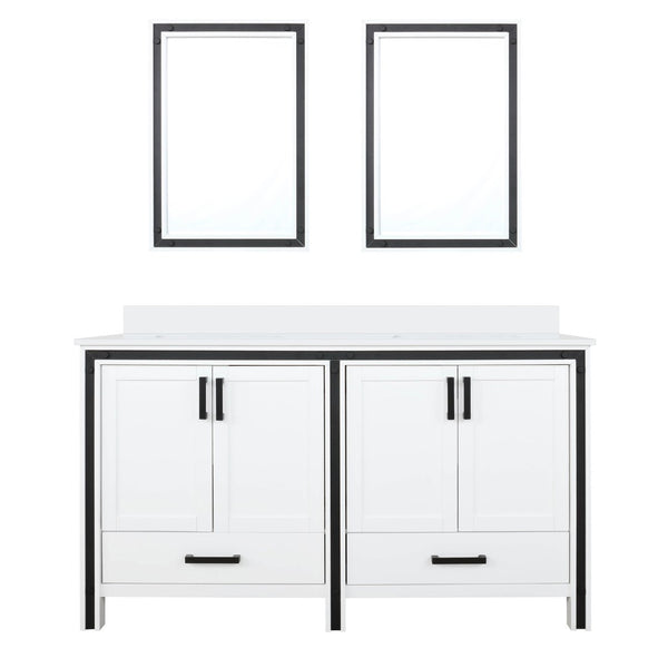 English Elm White Double Bath Vanity With Cultured Marble Top, Mirrors & Ample Storage For Elegant Bathrooms B2731S00922-GIGA