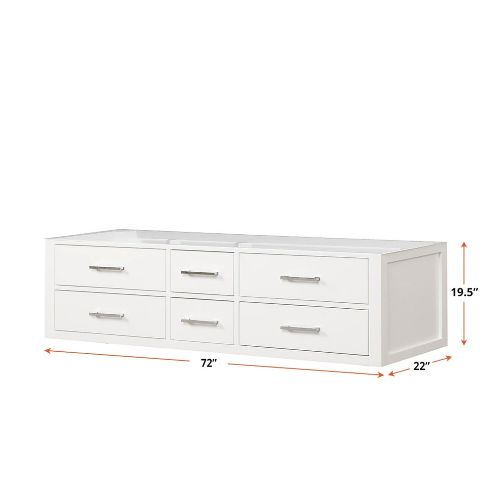 English Elm White Double Bath Vanity - 72" W Midcentury Design With Soft-Close Drawers & Spacious Storage Solutions B2731P258081-GIGA