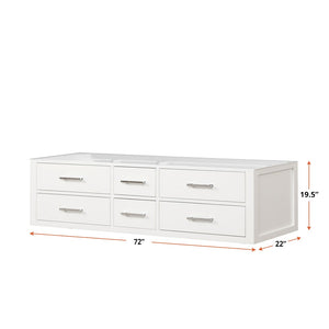 English Elm White Double Bath Vanity - 72" W Midcentury Design With Soft-Close Drawers & Spacious Storage Solutions B2731P258081-GIGA